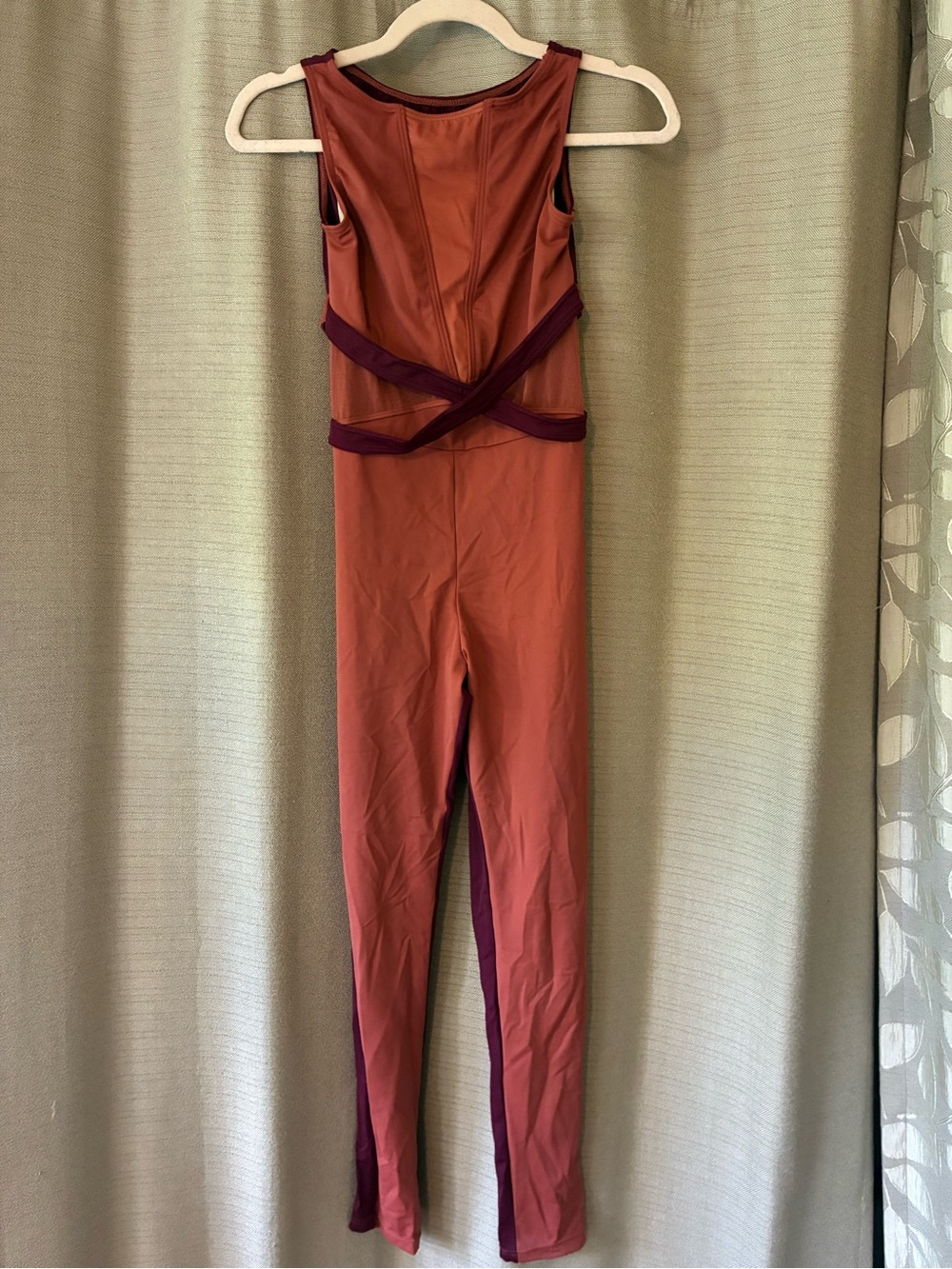 Balera Dance Burgundy & Rust Criss-Cross Jumpsuit – Size S/A